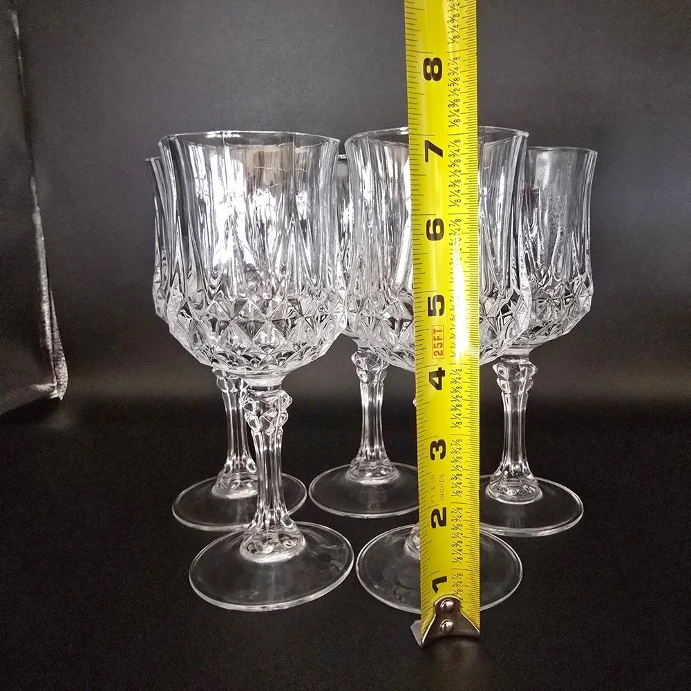 Elegant‎ Set of 5 Crystal D'Arques Cut Wine Glasses Stemware Clear Glassware